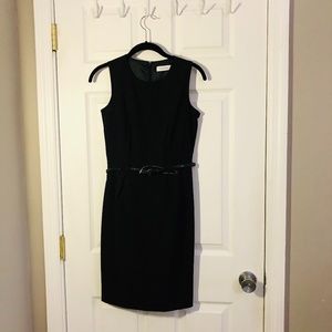 Calvin Klein Black Petite Dress With Belt NWT